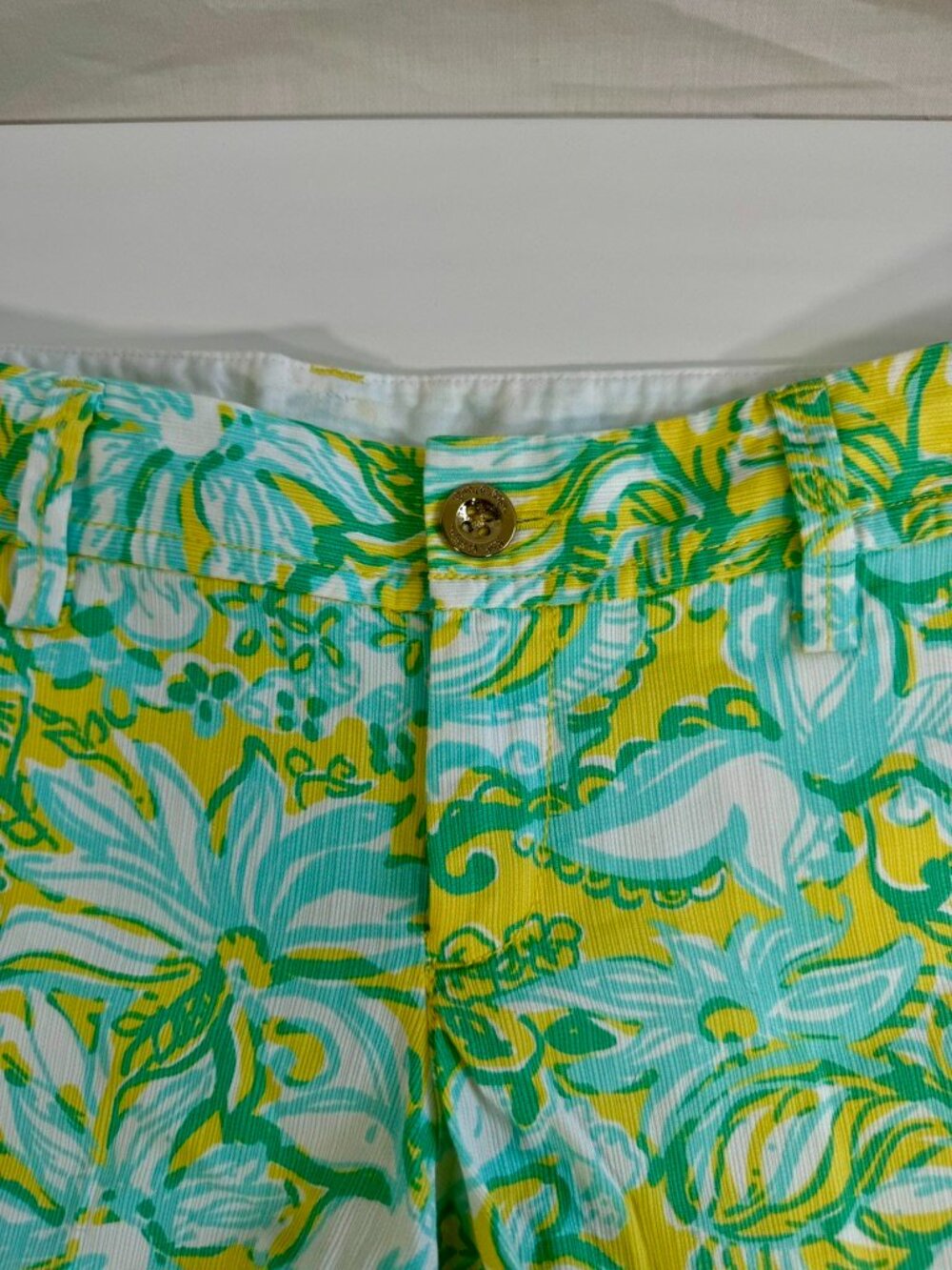 Lilly Pulitzer Yellow, Teal & White Floral Calihan Shorts